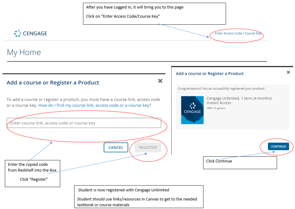 Cengage Register Product